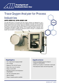 Thumbnail of document Data Sheet - GPR-1800 Oxygen Analyzer
